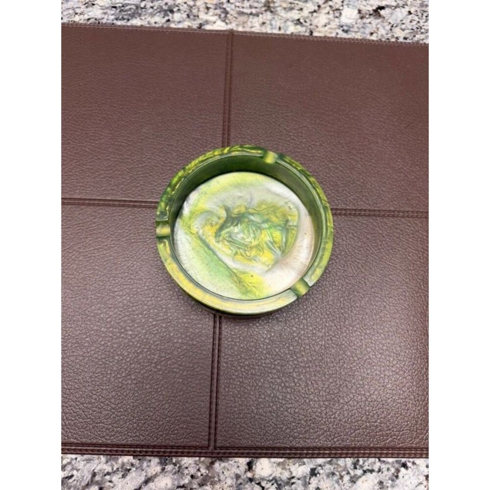 Green and yellow ashtray